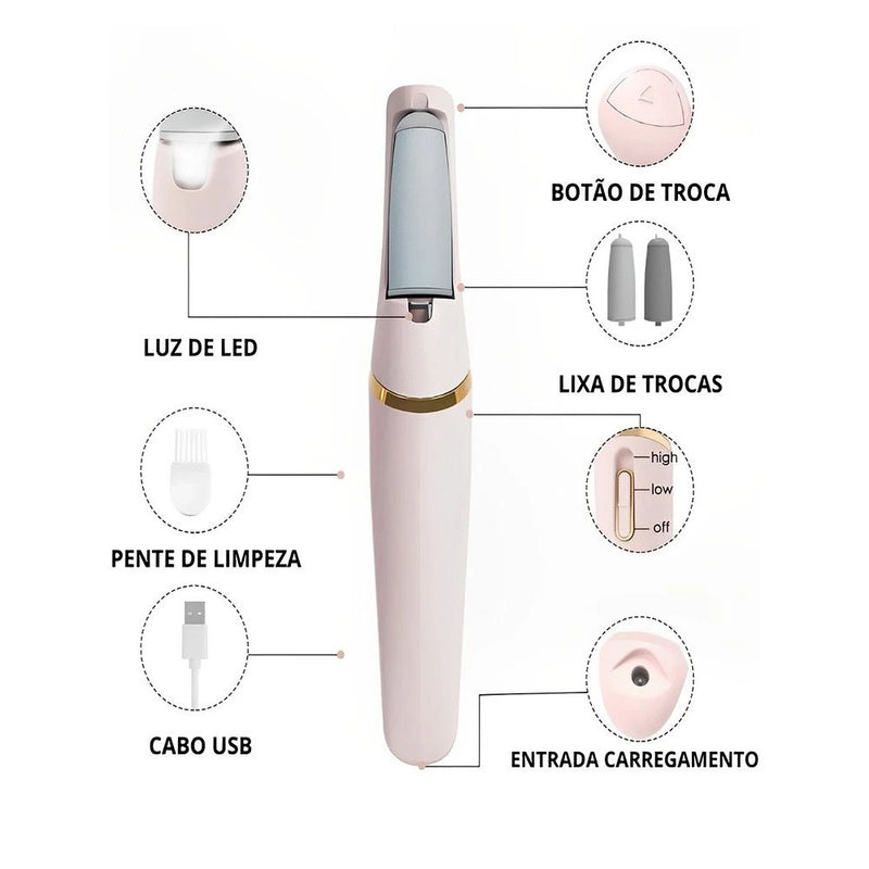 Lixa De Pé Esfoliador Sucessus Pro Elétrico  - Para Tirar Calos Pedicure Aparelho Portátil Recarregável