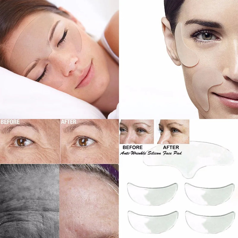 Kit com 16 Adesivos para Rugas e Linhas de Expressão Reutilizável - Facial, Pescoço e Colo